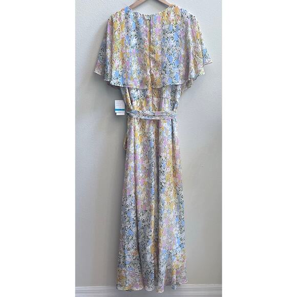 Womens Floral Ivory Mango Multicolor 16 Ruffle Maxi Cocktail Dress Wedding Guest - Picture 3 of 10